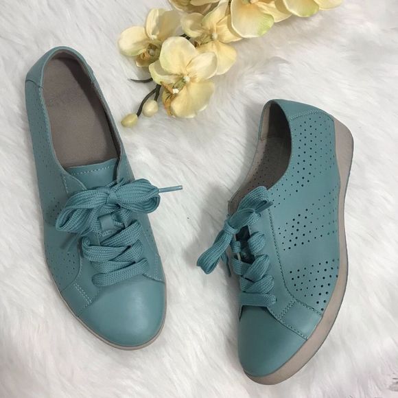 Dansko Orli Nappa Womens Teal Leather Perforated Sneaker Casual Comfort Shoe Siz